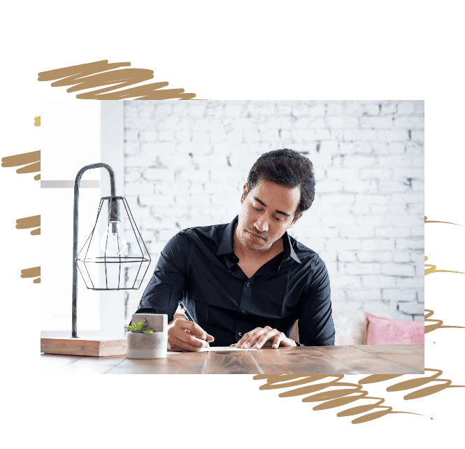 Chris Winters, brand strategist and founder of Cindari, thoughtfully sketching creative web concepts to ignite brand impact